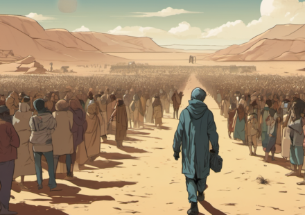 Diplo Claims 15‑mile Desert Trek to Escape Burning Man — AI-generated editorial illustration