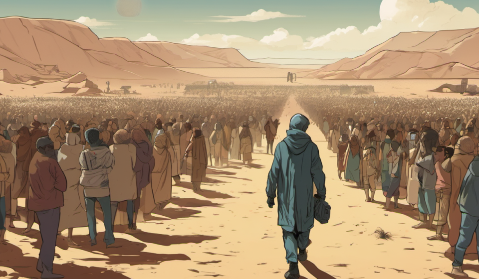 Diplo Claims 15‑mile Desert Trek to Escape Burning Man — AI-generated editorial illustration