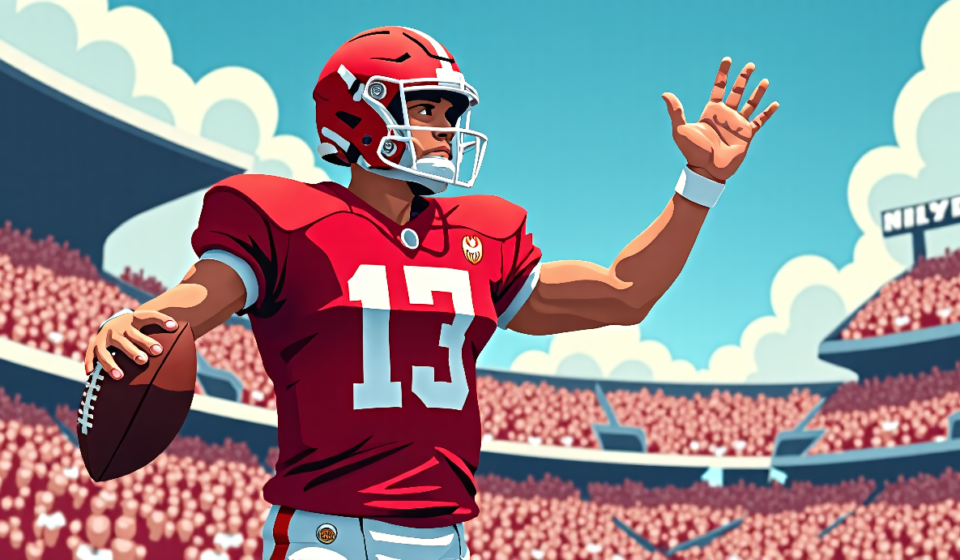 Josh Hoover: Indiana’s New Quarterback Shines in Season Opener — AI-generated editorial illustration