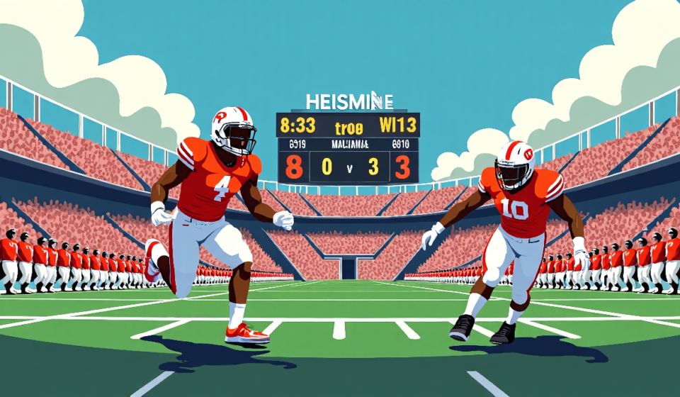 Mensah, Toney Surge to Top Heisman Odds After Week 1 Showdowns — AI-generated editorial illustration