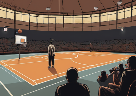 Enes Kanter Freedom Banned From WNBA Arena After Clash With Natasha Cloud — AI-generated editorial illustration