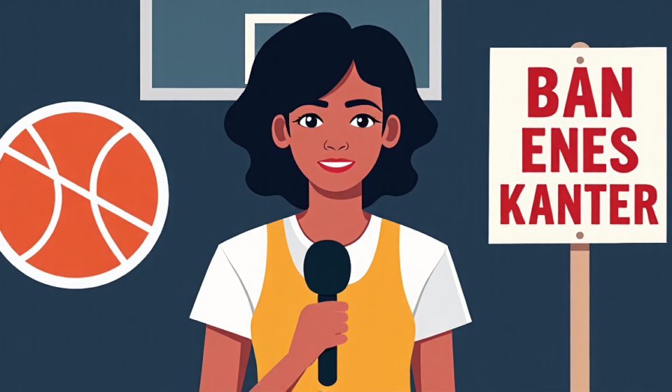 Angel McCoughtry Calls for WNBA Ban on Enes Kanter Amid Trans Controversy — AI-generated editorial illustration