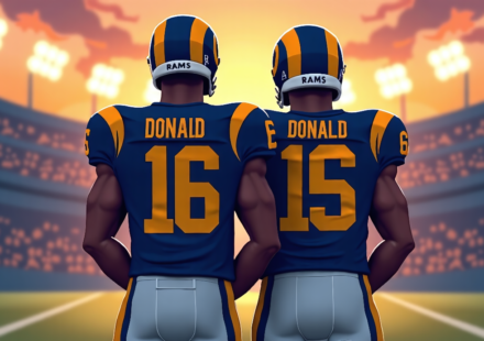 Aaron Donald Returns to Rams, Teams Up With Myles Garrett for 2026 — AI-generated editorial illustration
