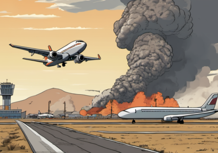 Indonesia Volcano Eruption Forces Hundreds of Flight Cancellations — AI-generated editorial illustration