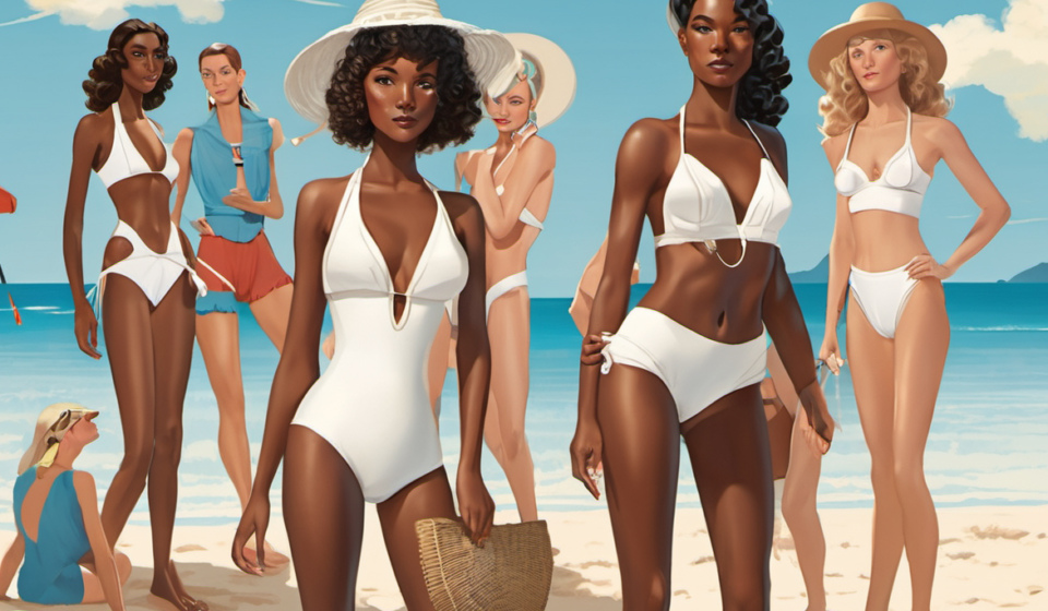 White‑Hot Swimsuits: Guess Who’s Flaunting the Forbidden Shade — AI-generated editorial illustration