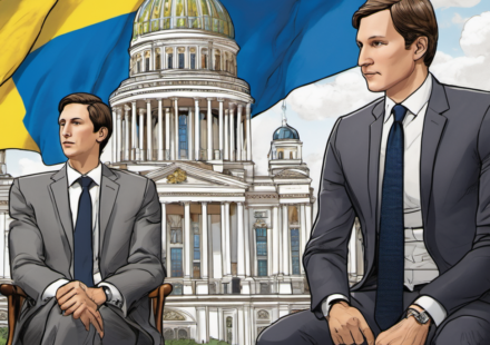 Kushner and Witkoff Head to Kyiv After Long Moscow Meeting with Putin — AI-generated editorial illustration