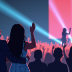 Kim Kardashian & Kanye West Cheer North West at Her First Headlining Show — AI-generated editorial illustration