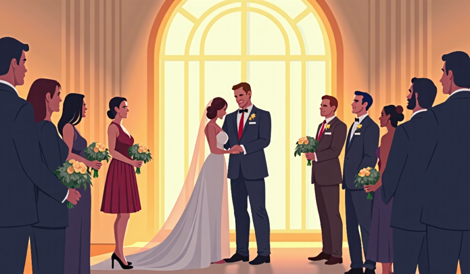 Travis Kelce Reveals Adam Sandler as Wedding Officiant for Taylor Swift — AI-generated editorial illustration