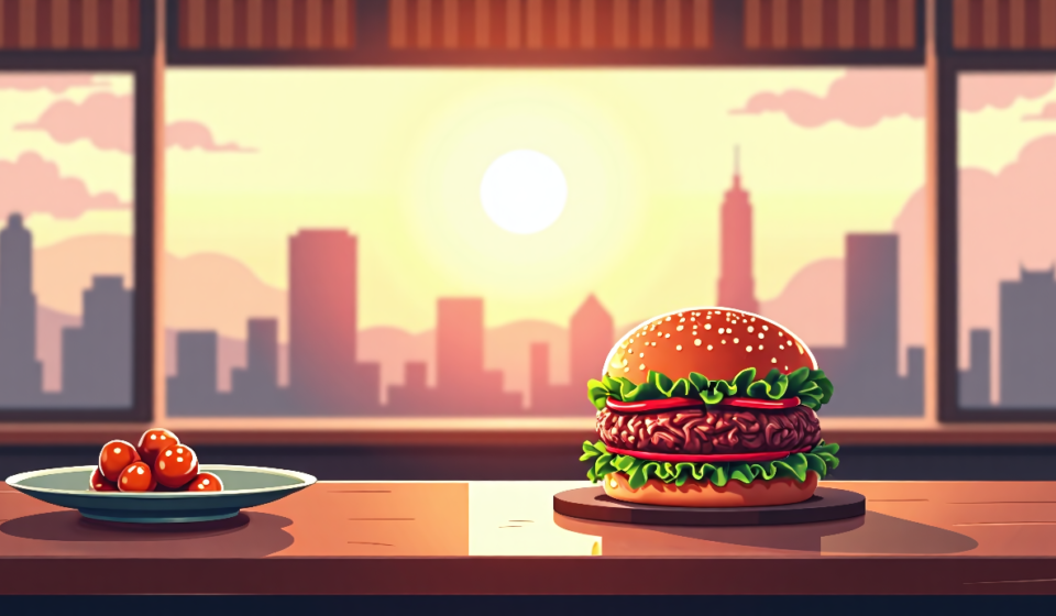 Tokyo’s Wagyu Burger Quest: A Bite of Global Competition — AI-generated editorial illustration