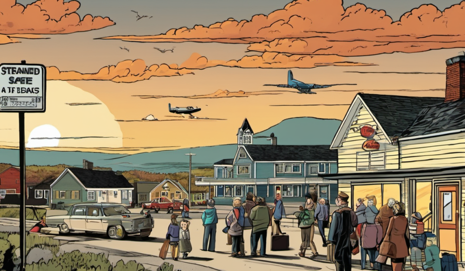 Gander’s 9/11 Hospitality: How a Small Town Became a Lifeline — AI-generated editorial illustration