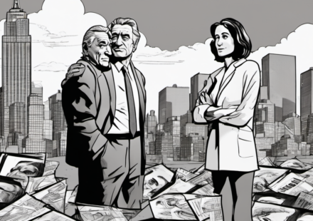 Robert De Niro’s Tribeca Film Festival: Reviving Lower Manhattan After 9/11 — AI-generated editorial illustration