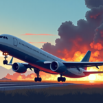 Amazon Cargo Plane Overruns Miami Runway, Sparks Massive Fire — AI-generated editorial illustration