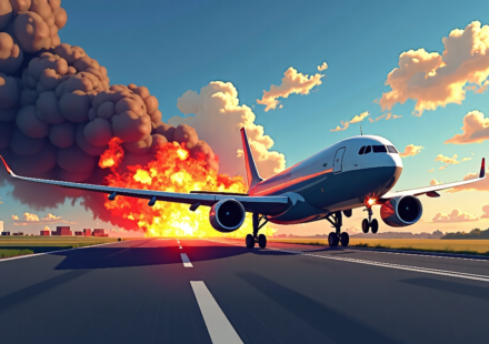 Amazon Cargo Plane Crashes at Miami International Airport, Bursts Into Flames — AI-generated editorial illustration
