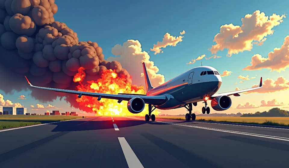 Amazon Cargo Plane Crashes at Miami International Airport, Bursts Into Flames — AI-generated editorial illustration