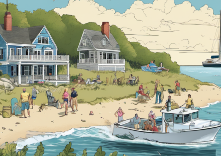Sharks Boost Cape Cod’s Tourism, Driving $2.8B Economy — AI-generated editorial illustration