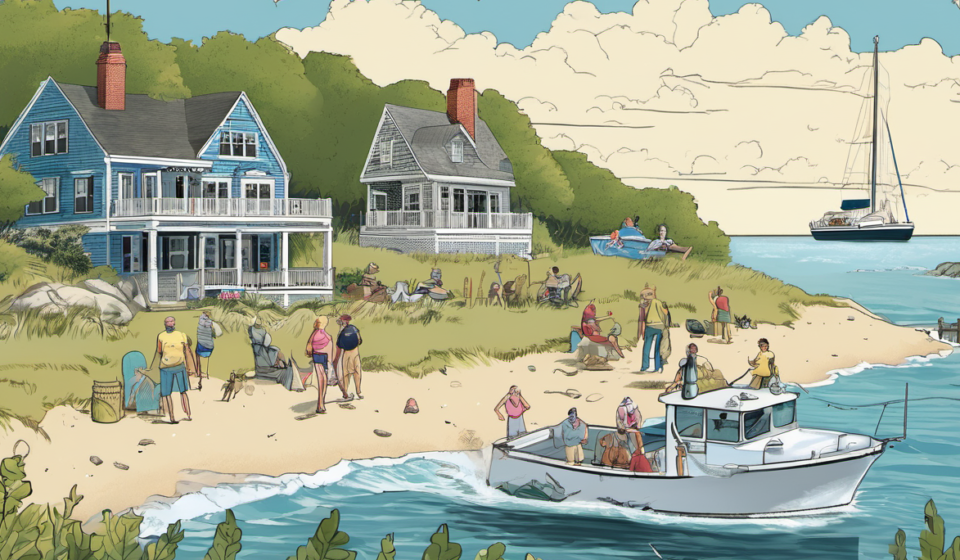 Sharks Boost Cape Cod’s Tourism, Driving $2.8B Economy — AI-generated editorial illustration