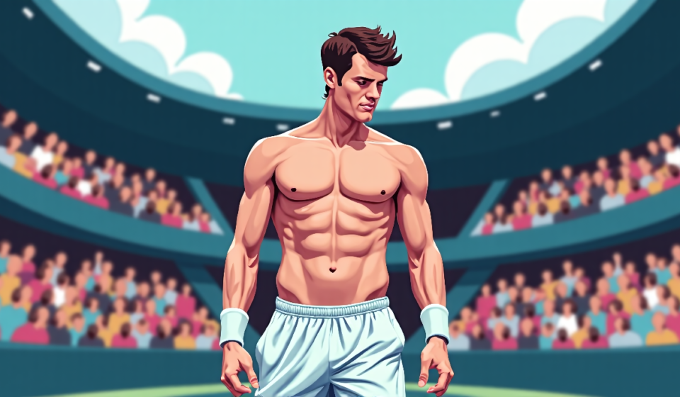 Alcaraz Sparks Controversy by Removing Shirt During U.S. Open Match — AI-generated editorial illustration