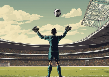 Goalkeeper Ronald Koeman Jr. Scores Twice to Rescue Telstar’s Point — AI-generated editorial illustration