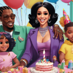 Cardi B & Offset Set Divorce Aside for Kids’ Birthday Bash — AI-generated editorial illustration