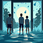 Floodwater Breaks Through College Dorm Glass Doors in Dramatic Video — AI-generated editorial illustration