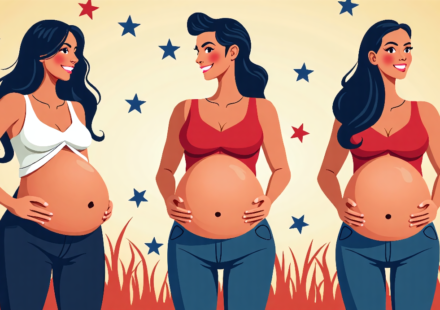 Celebrity Baby Bumps Guess Who – Happy Labor Day Celebration — AI-generated editorial illustration