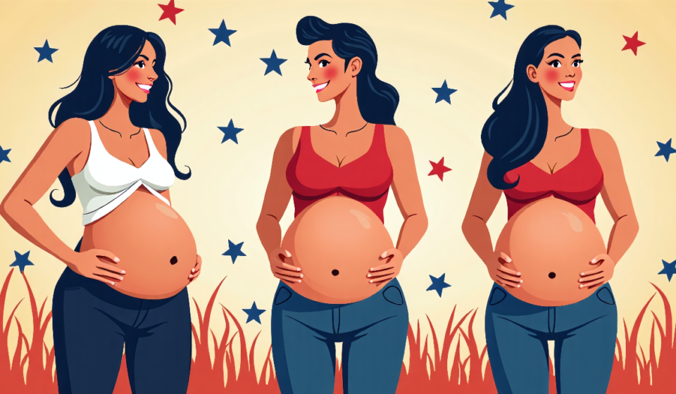 Celebrity Baby Bumps Guess Who – Happy Labor Day Celebration — AI-generated editorial illustration