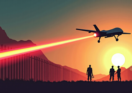 High‑Energy Laser Cuts Drone Threat on U.S.‑Mexico Border — AI-generated editorial illustration
