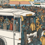 UK Protesters Block Migrant Buses, Faces Widespread Condemnation — AI-generated editorial illustration