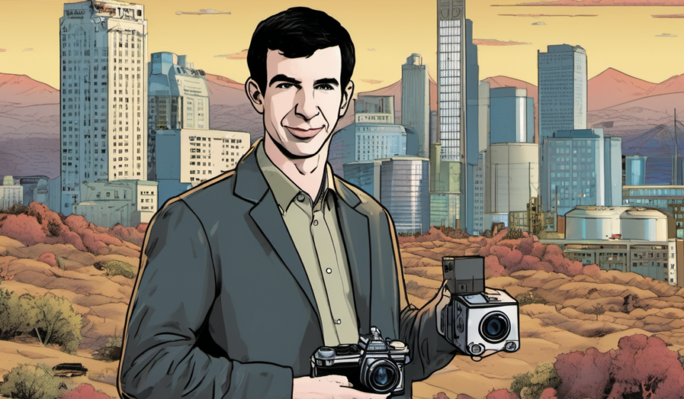 Nathan Fielder’s Bizarre Elizabeth Holmes Doc Finally Revealed — AI-generated editorial illustration