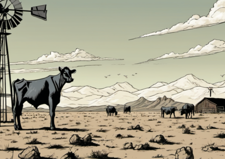 Wyoming Ranchers Face Drought, Rising Costs and Beef Import Pressures — AI-generated editorial illustration