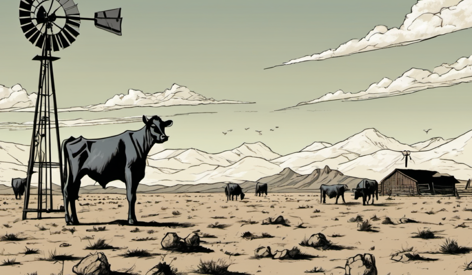 Wyoming Ranchers Face Drought, Rising Costs and Beef Import Pressures — AI-generated editorial illustration