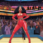 Cardi B Stuns in Cutout Catsuit at Don Toliver’s Brooklyn Show — AI-generated editorial illustration
