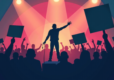 Pink Criticizes Macklemore Over Pro‑Palestine Comments at Ed Sheeran Show — AI-generated editorial illustration