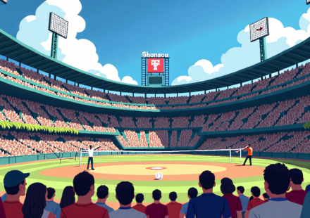 Historic Wrigley Field Hosts First Big Ten Volleyball Night — AI-generated editorial illustration