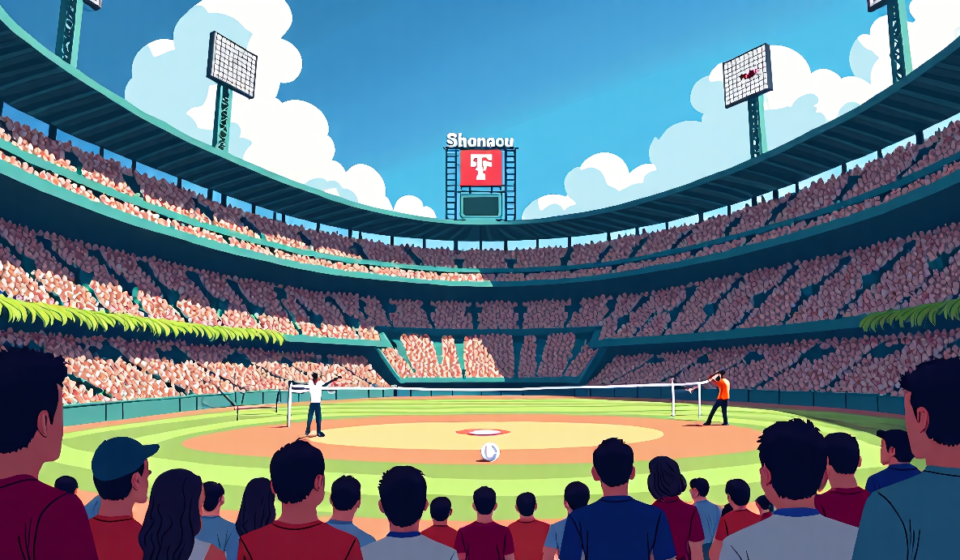 Historic Wrigley Field Hosts First Big Ten Volleyball Night — AI-generated editorial illustration