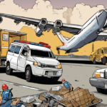 Amazon Cargo Plane Crash Leaves Vehicles and Lives in Ruins — AI-generated editorial illustration