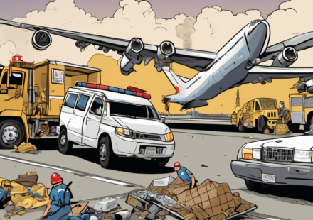 Amazon Cargo Plane Crash Leaves Vehicles and Lives in Ruins — AI-generated editorial illustration