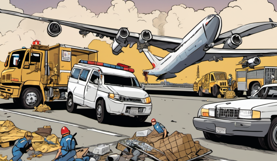 Amazon Cargo Plane Crash Leaves Vehicles and Lives in Ruins — AI-generated editorial illustration