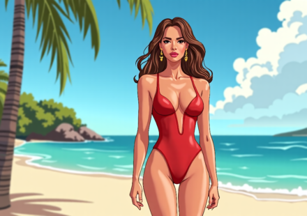 Jennifer Lopez Shines in Bold Swimsuit During Labor Day Weekend — AI-generated editorial illustration