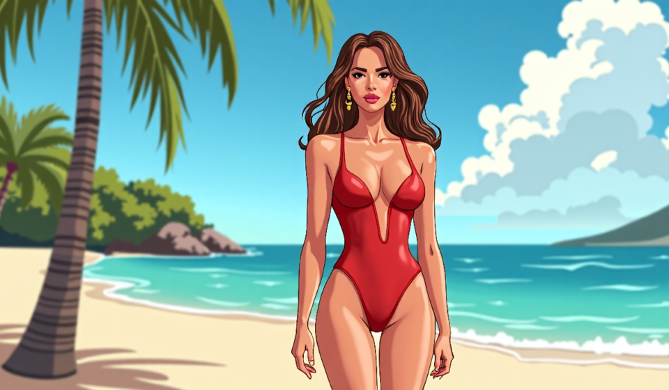Jennifer Lopez Shines in Bold Swimsuit During Labor Day Weekend — AI-generated editorial illustration