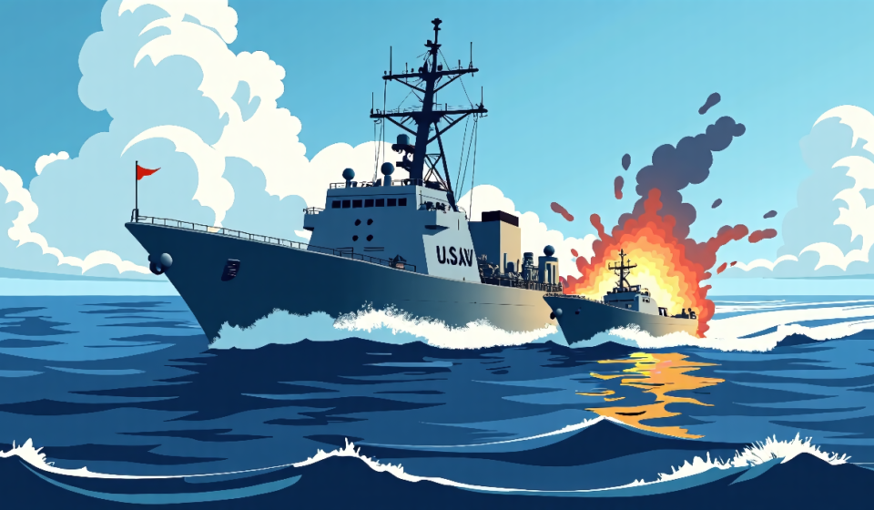 US Forces Sink Ecuadorian Cartel Refueling Vessel in Pacific — AI-generated editorial illustration