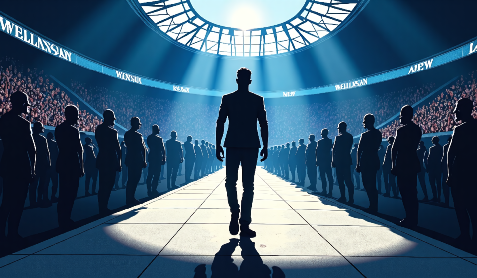 Will Ospreay’s Epic AEW Entrance: A Journey to Wembley — AI-generated editorial illustration