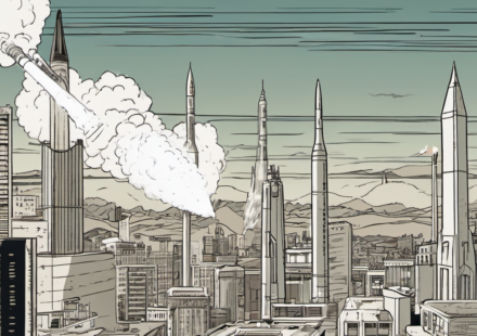 Russia Fires Missiles at Kyiv After U.S. Envoys’ Peace Visit — AI-generated editorial illustration
