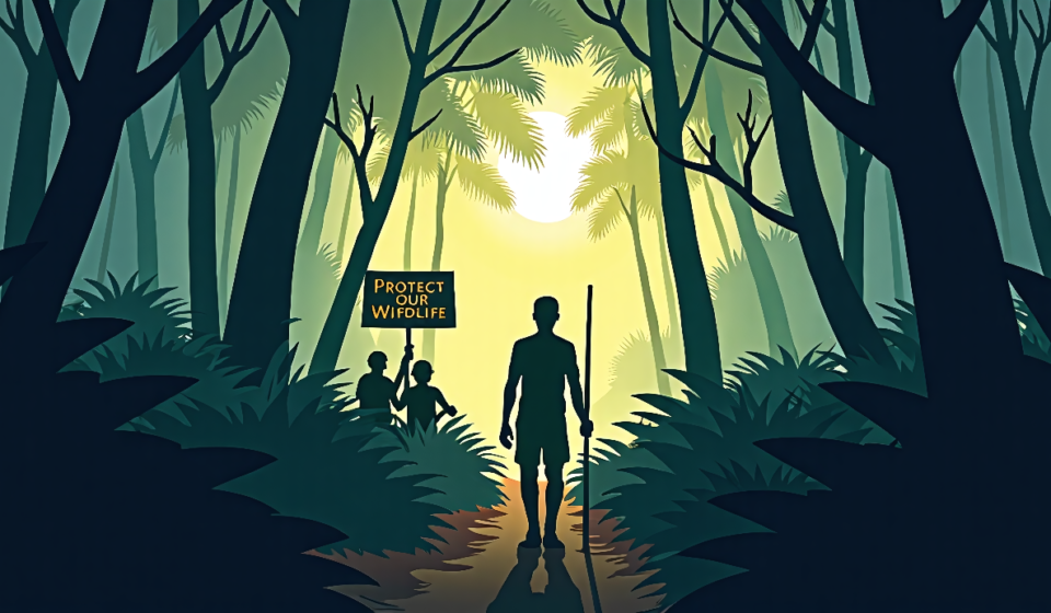Amazon’s Hidden Market: The $20 B Illegal Wildlife Trade — AI-generated editorial illustration