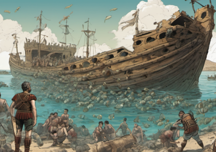Roman Shipwreck Reveals Hundreds of Intact Amphorae After 2,100 Years — AI-generated editorial illustration
