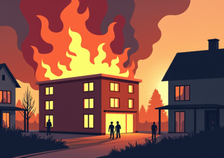 Massive Fire Forces Evacuation of South Bend Apartment Construction Site — AI-generated editorial illustration
