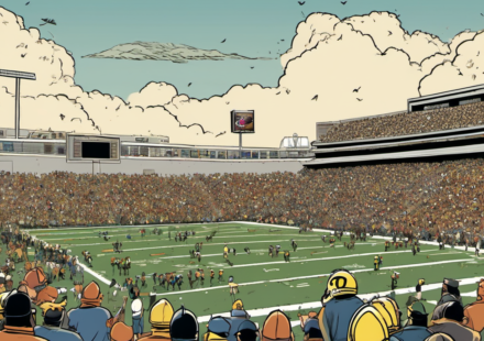 Week 1 College Football Superlatives: Hail Mary, Kiffin’s LSU Debut, CFP Ripples — AI-generated editorial illustration