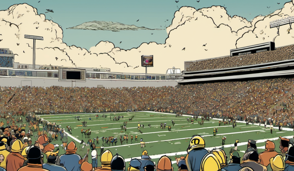 Week 1 College Football Superlatives: Hail Mary, Kiffin’s LSU Debut, CFP Ripples — AI-generated editorial illustration