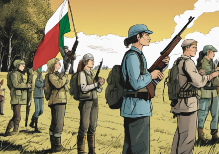 Lithuania Trains Civilians to Defend Against Hypothetical Russian Invasion — AI-generated editorial illustration