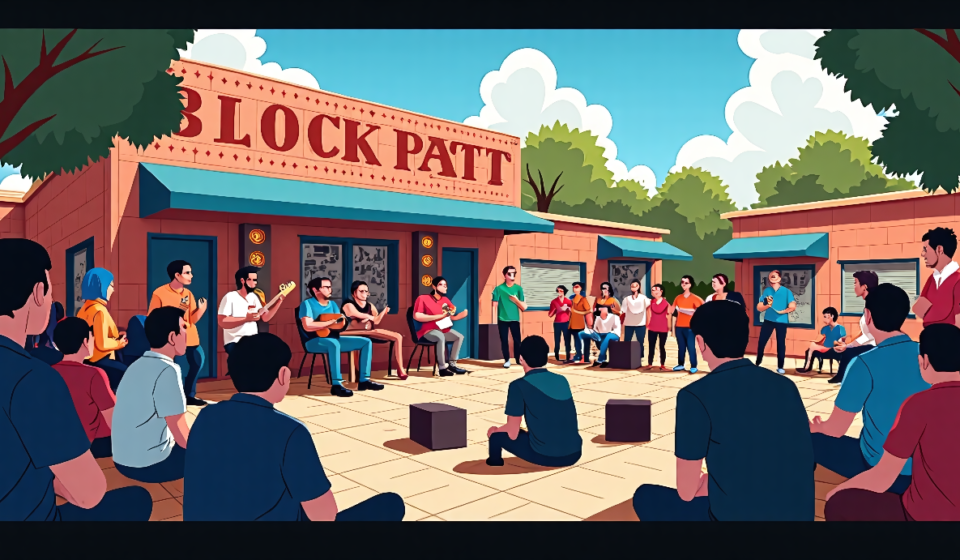 AEW Unveils Free All‑Out Block Party with Q&A, Live Music in Chicago — AI-generated editorial illustration